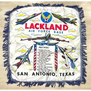 Vintage Lackland Air Force Base Pillow Cover Sweetheart Poem San Antonio TX